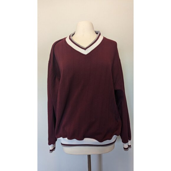 Vintage Pro Celebrity Maroon V-Neck Pullover Casual Sweater XL Preppy - Picture 1 of 3